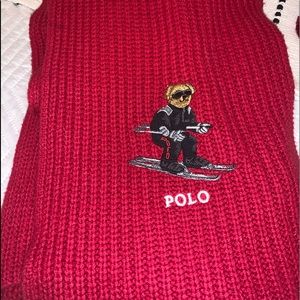 Polo teddy bear ski scarf and matching gloves